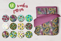 Vector tropical set of fruits and leaves Product Image 2