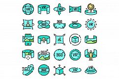 360 degrees icons vector flat Product Image 1