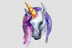 Magic blue and pink unicorns PNG watercolor set Product Image 1