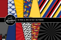 Super Boy Clipart Graphics &amp; Digital Paper Patterns Bundle Product Image 2