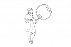 Girl Looking Through Magnifying Glass Tool Vector Product Image 1