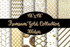 12 Premium Gold and White Geometric Patterns Product Image 1