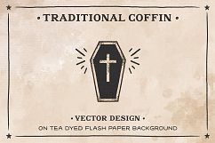 Coffin on Tea dyed Flash Paper AI Product Image 1