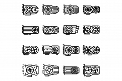 Graphics card icons set, outline style Product Image 1