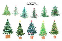 Watercolor Christmas Trees Product Image 4