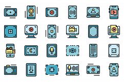 Screen recording icons set vector flat Product Image 1