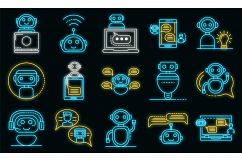 Chatbot icons set vector neon Product Image 1