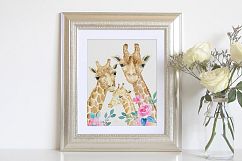 Watercolor giraffe portrait, giraffe family clipart Product Image 5