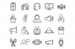 Speaker announcer icons set, outline style Product Image 1