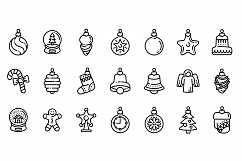 Christmas tree toys icons set, outline style Product Image 1