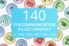 140 IT &amp; Communication Filled Low Poly Icons Product Image 1