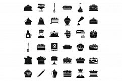 Confectioner baker icons set, simple style Product Image 1