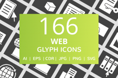 166 Web Glyph Inverted Icons Product Image 1