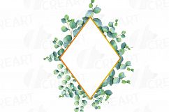 Eucalyptus frames watercolor clip art pack, Eucalyptus leaves design borders. PNG, jpg, svg, vector illustrator &amp; corel files included Product Image 12