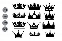 Crown Svg, Crown Monogram Svg, Princess Crown Svg, Crowns Svg, Crown clipart, Crown Cut file, silhouette Vector, crown vector SVG DXF Eps. Product Image 2
