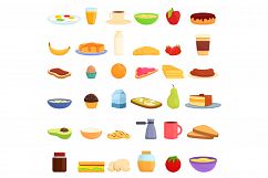 Healthy breakfast icons set, cartoon style Product Image 1