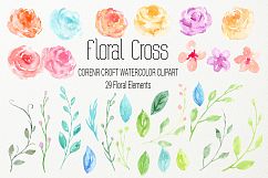 Watercolor clipart floral cross Product Image 4