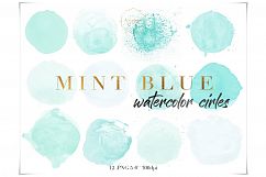 Mint Blue Watercolor Circles Clipart Product Image 1