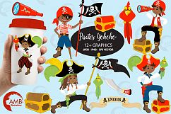 Pirate boys, African American Pirate clipart, graphics and illustrations AMB-174 Product Image 1
