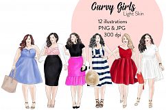Fashion illustration clipart - Curvy Girls - Light skin Product Image 1