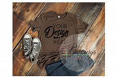 Bella Canvas Mockup 6004 Women's TShirt Mockup Heather Brown Product Image 1