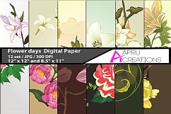 flower days pattern digital papers, embellishment flower pattern, digital papers, high quality 300 dpi, 12 x 12 inch , and 8.5 x 11 inch Product Image 1