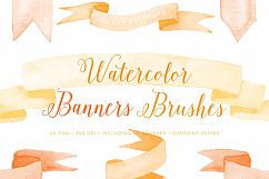 Photoshop Brushes Watercolor Ribbons and banners - bonus PNG Product Image 1