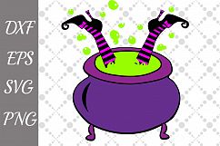 Halloween Svg, WITCH IN CAULDRON, Witch Cauldron Svg Product Image 1