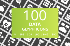 100 Data Glyph Inverted Icons Product Image 1