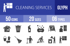 50 Cleaning Services Glyph Icons Product Image 1