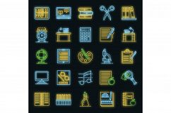 Homework icon set vector neon Product Image 1