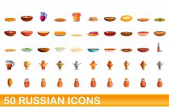50 russian icons set, cartoon style Product Image 1