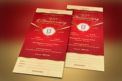 Red Gold Anniversary Gala Ticket Template Product Image 4