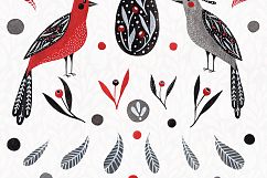 Lovebirds folk art bird illustrated collection Product Image 11