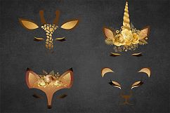 Gold Animal Faces Clipart Product Image 2