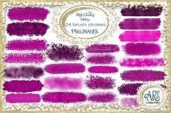 Brush Strokes in Purple Glitter - Digital Clipart 24 of beautiful PNG files Product Image 1