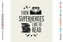 Even SUPERHEROES like to READ! - SVG DXF EPS PNG - cut file cutting file clipart - Cricut and Silhouette - clean cutting files Product Image 3