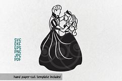 Cinderella Prince papercutting template, bride and groom svg Product Image 2