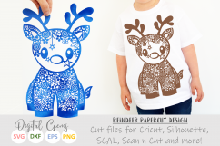 Christmas Reindeer paper cut SVG DXF EPS files Product Image 1