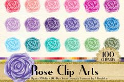 100 Watercolor Roses Clip Arts, Romantic Valentine Scrapbook Product Image 1