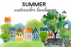 Summer watercolor landscape Product Image 1