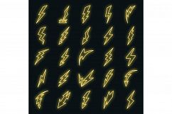 Lightning bolt icons set vector neon Product Image 1