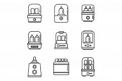 Baby bottle sterilizer icons set, outline style Product Image 1