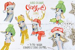 Christmas lama watercolor creator Product Image 3