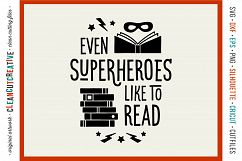 Even SUPERHEROES like to READ! - SVG DXF EPS PNG - cut file cutting file clipart - Cricut and Silhouette - clean cutting files Product Image 1