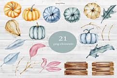 Autumn pumpkin watercolor set Product Image 6