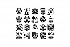 Researcher Business Glyph Set Vector Illustration Product Image 1