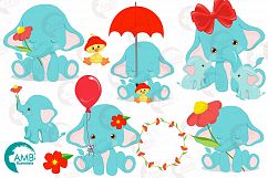 BABY ELEPHANT BUNDLE! 53 cliparts, graphics and illustrations and Patterns AMB-2273 Product Image 8
