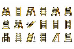 Step ladder icons set vector flat Product Image 1