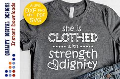 Bible Verse svg She Is Clothed With Strength &amp; Dignity SVG Product Image 1